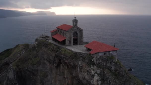 Drone View Hermitage Gaztelugatxe Island Spain — Stockvideo