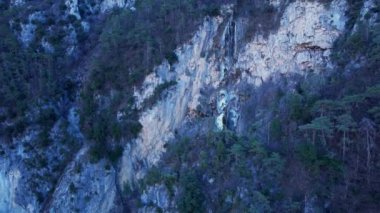 Vegay waterfall in the Prealps of Azur Natural Park overhead view