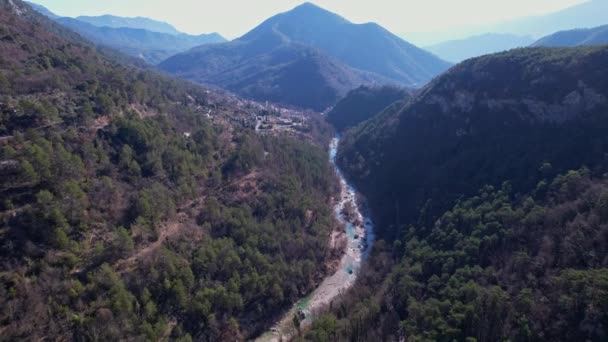 Esteron Ποταμού Κοντά Στο Roque Provence Στη Γαλλία Από Drone — Αρχείο Βίντεο