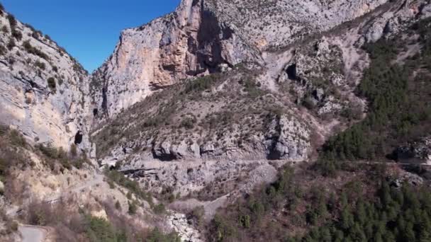 Pista Canyon Aiglun Nos Alpes Franceses Visto Drone — Vídeo de Stock