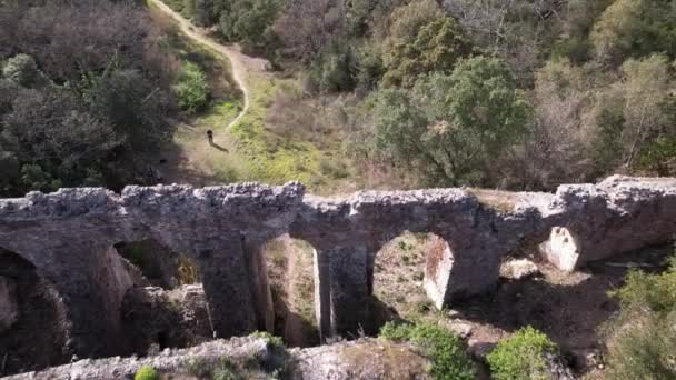 Roman Aqueduct Mons Frejus Filmed Drone — Stock Video