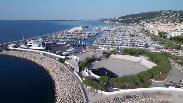 Puerto Deportivo Golfe Juan Riviera Francesa Vista Del Dron — Vídeo de stock