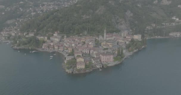 Varenna Vid Comosjön Italien Sett Från Himlen — Stockvideo