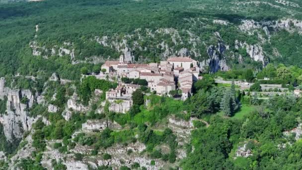空から見たフランスのアルプ マリティームのグルドン村 — ストック動画