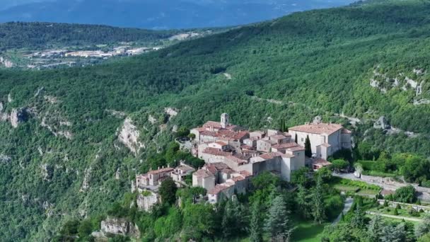 Village Gourdon Dans Les Alpes France Vue Sur Drone — Video