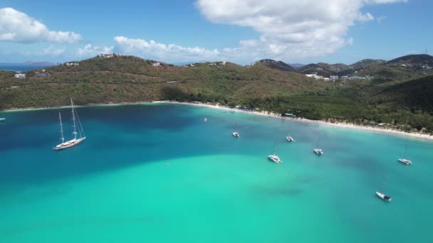 Barcos Praia Magens Thomas Island Visto Céu — Vídeo de Stock