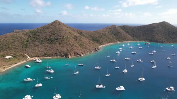 Łodzie Wokół Wyspy Tortola Brytyjskich Wyspach Dziewiczych Widok Nieba — Wideo stockowe