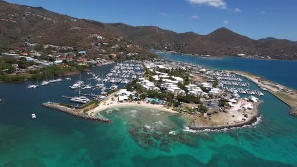 Tortola Ostrov Přístav Britských Panenských Ostrovech Drone Pohled — Stock video