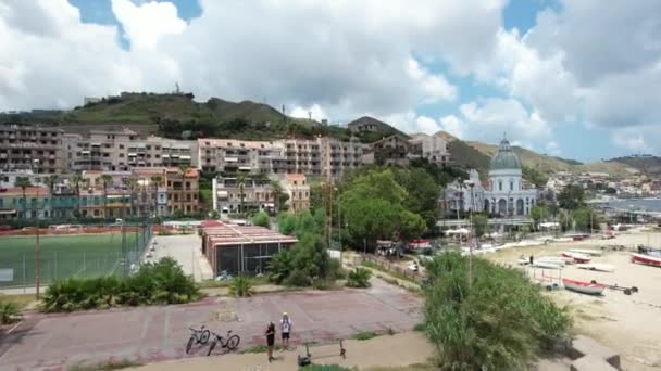 Messina Stranden Sicilien Sett Från Himlen — Stockvideo