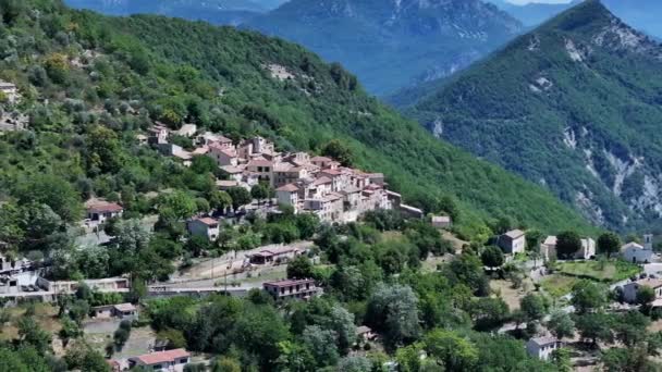 Village Consegudes Esteron Valley Seen Drone — Stock Video