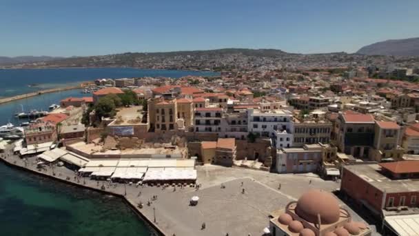 Città Chania Sull Isola Creta Vista Dal Cielo — Video Stock