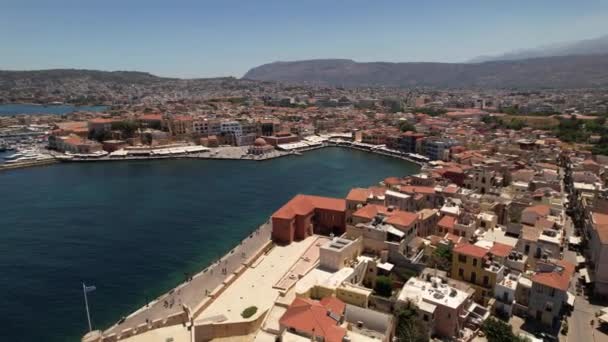 Ville Canée Sur Île Crète Vue Sur Drone — Video