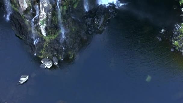 Wodospad Kotliny Boeuf Wyspie Reunion Widok Drona — Wideo stockowe