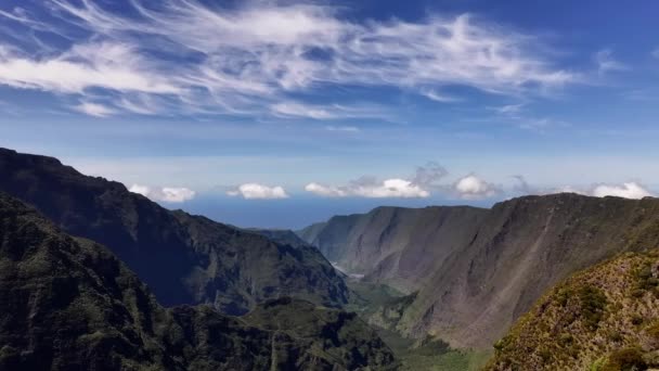 Gorge Floden Remparts Reunion Island Himmel — Stockvideo