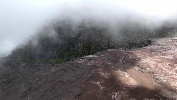 Flusso Lava Piton Fournaise Visto Dal Drone — Video Stock