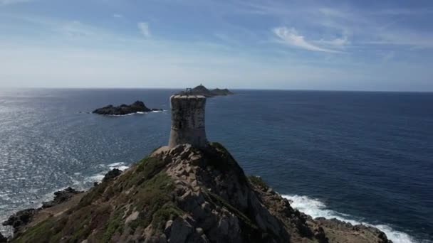 Genoese Wieża Tkanina Ajaccio Korsyce Widziany Nieba — Wideo stockowe