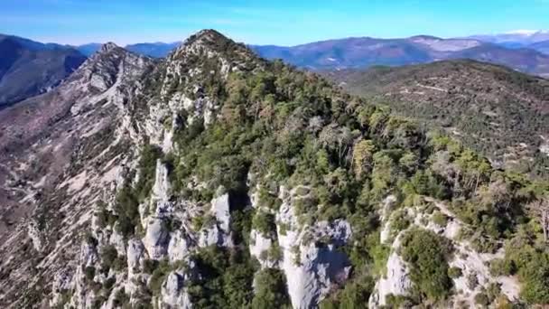Pemandangan Udara Panorama Dari Pegunungan Mont Long Lembah Esteron — Stok Video