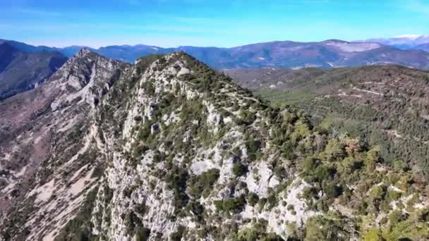Panoramica Veduta Drone Del Monte Lungo Crinale Nella Valle Dell — Video Stock