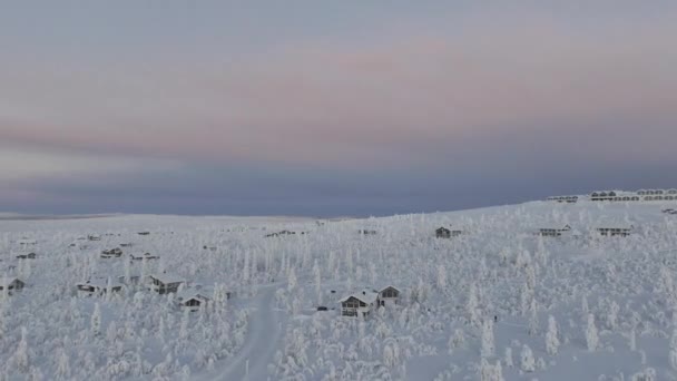 Widok Lotu Ptaka Wieś Saariselka Finlandii — Wideo stockowe