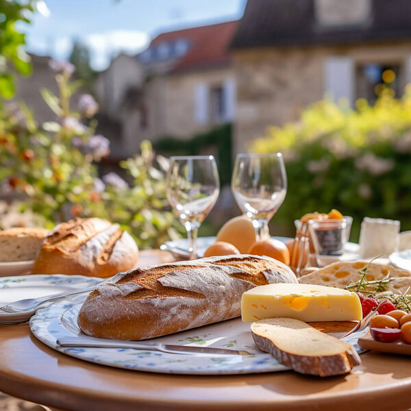 Нормандское блюдо с сыром подается снаружи перед загородным домом