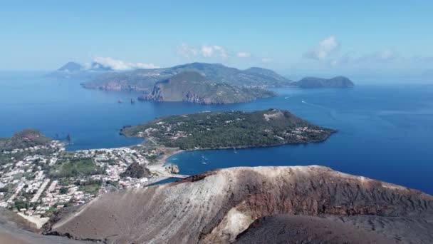 Veduta Aerea Dell Arcipelago Delle Isole Eolie — Video Stock