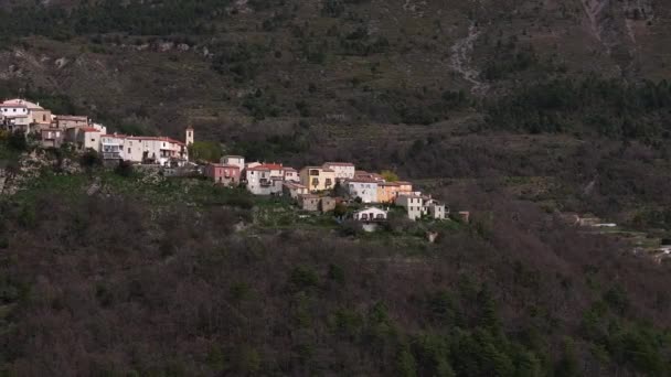 Drone Vista Sul Villaggio Tourette Chateau Nella Valle Dell Esteron — Video Stock