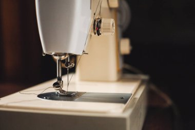 Vintage sewing machine at home