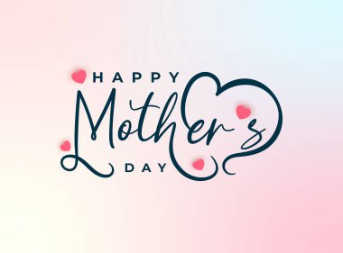 Mutlu anneler günü kartı geçmişi harf ve kalp şeklinde.