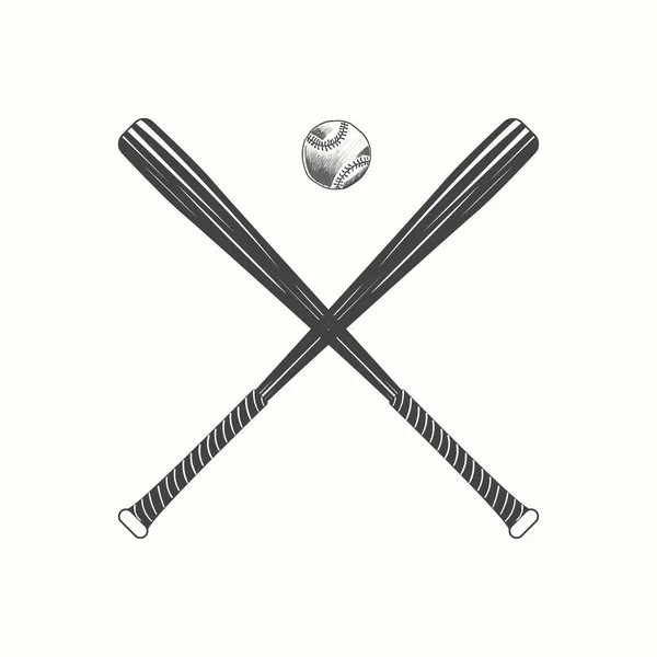 Batte Baseball Dessinée Main Illustration Vectorielle Balle Noir — Image vectorielle