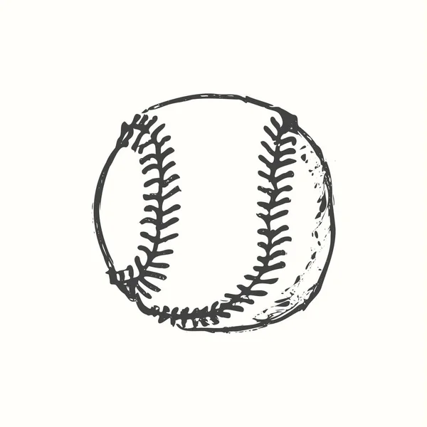 Baseballová Softballová Vektorová Ilustrace Černém Detailní Kresba Stylu Vintage — Stockový vektor