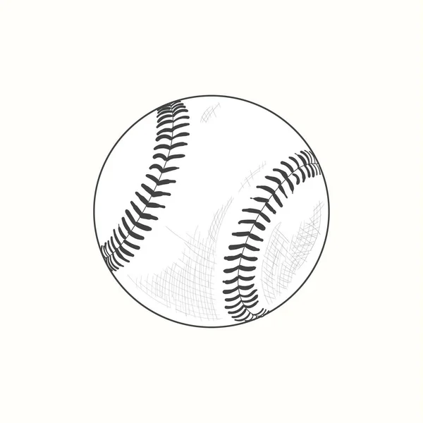 Illustrazione Vettoriale Softball Baseball Nero Disegno Dettagliato Stile Vintage — Vettoriale Stock