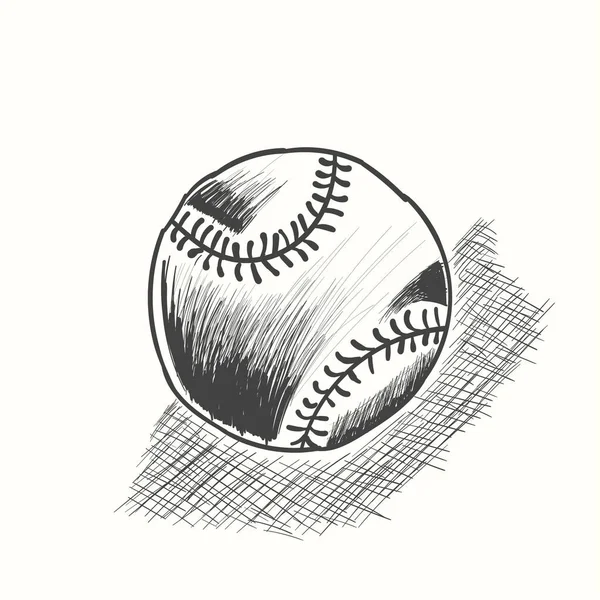 Baseball Softball Vektor Illustration Schwarz Detaillierte Vintage Zeichnung — Stockvektor