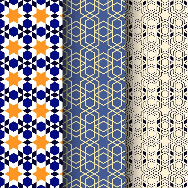 用于印刷和设计的阿拉伯几何图案的彩色莫肯图案背景 — 图库矢量图片