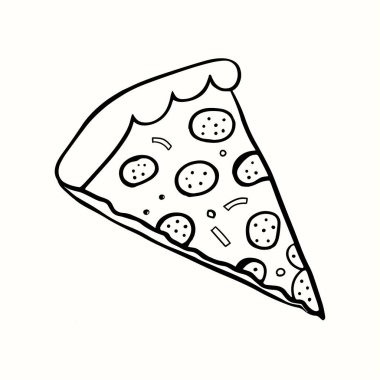 Pizza dilimi karalama el çizimi simge illüstrasyonu