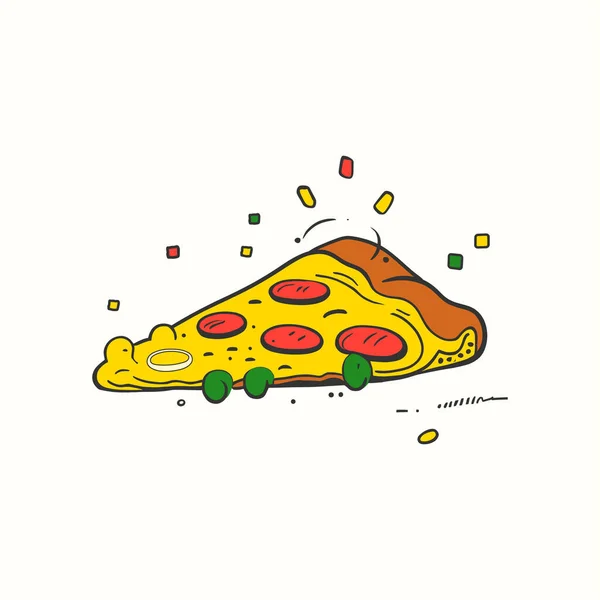 比萨片矢量插图与奶酪在顶部 平面比萨饼插图 — 图库矢量图片