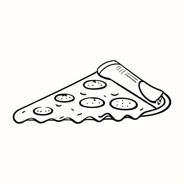 Handgezeichnete Pizzascheiben Ikone Doodle Stil — Stockvektor