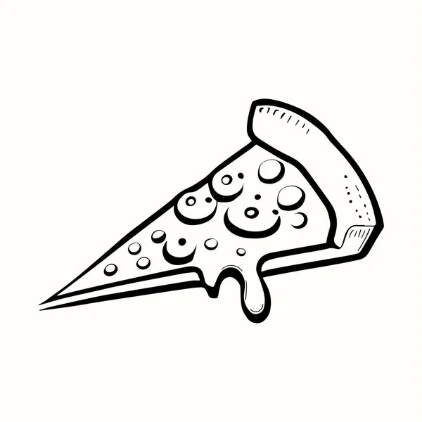 Handritad Illustration Pizza Med Ost Och Sallad Doodle Stil — Stock vektor