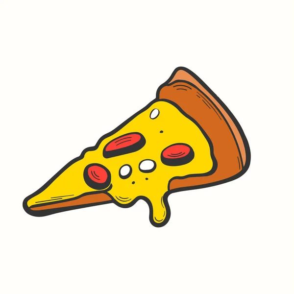 Niedliche Pizza Illustration Mit Schmelzendem Käse Obendrauf Pizza Illustration — Stockvektor
