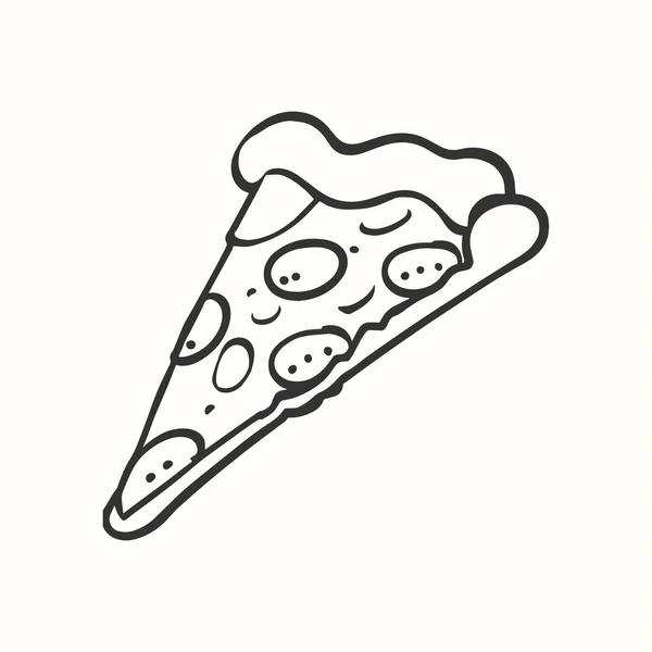 Handritad Enkel Doodle Ikon Pizza Skiva Illustration — Stock vektor