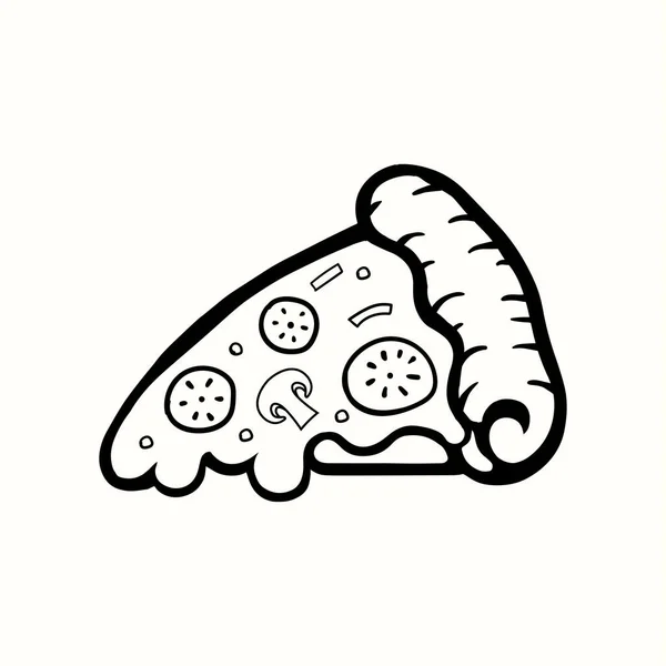 Pizza Plak Met Smeltende Kaas Doodle Voedsel Illustratie — Stockvector