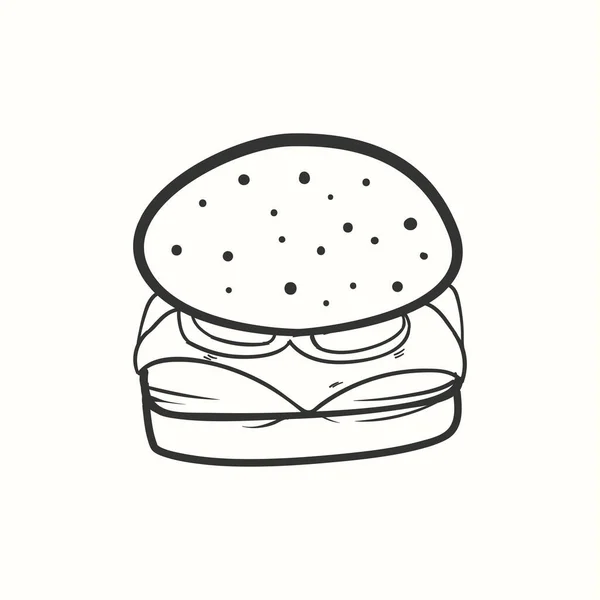 Ícone Hambúrguer Ilustração Burger Desenhado Mão — Vetor de Stock