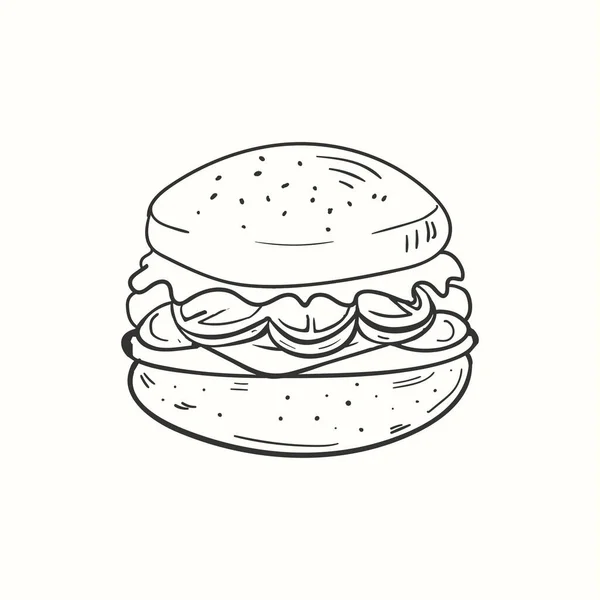 复古风格手绘汉堡包插图 — 图库矢量图片