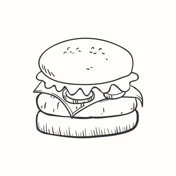 Εικονίδιο Μπιφτέκι Χειροποίητη Απεικόνιση Burger — Διανυσματικό Αρχείο