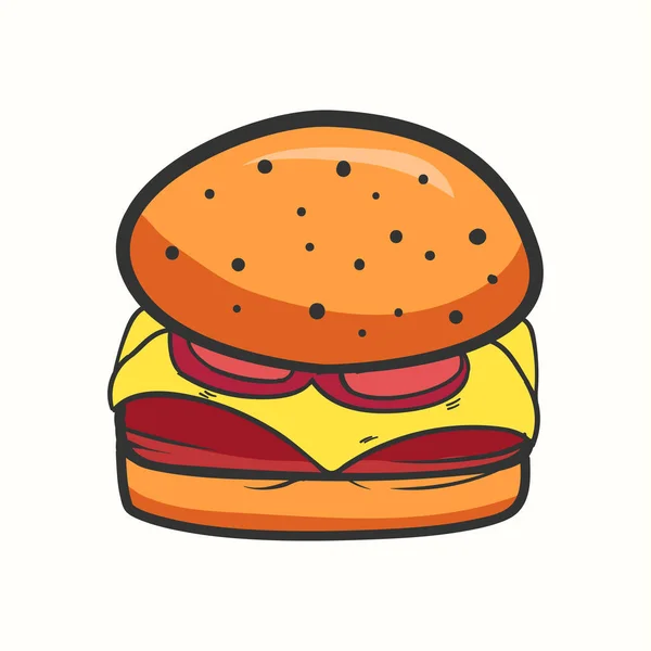 Burger Doodle Kuvake Kuvitus Käsin Piirretty Burger Kuva — vektorikuva