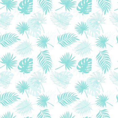 Renkli canavar yaprakları ve tropikal yapraklarla kusursuz tropikal desenler.