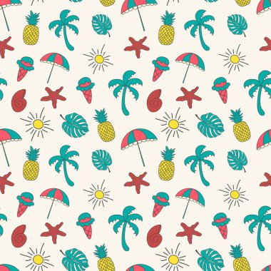 Renkli el çizimi yaz elementleri ile yaz arkaplansız desen