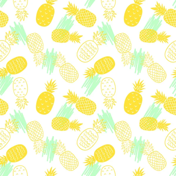 Flat Seamless Summer Pattern Pineapples — Stock Vector