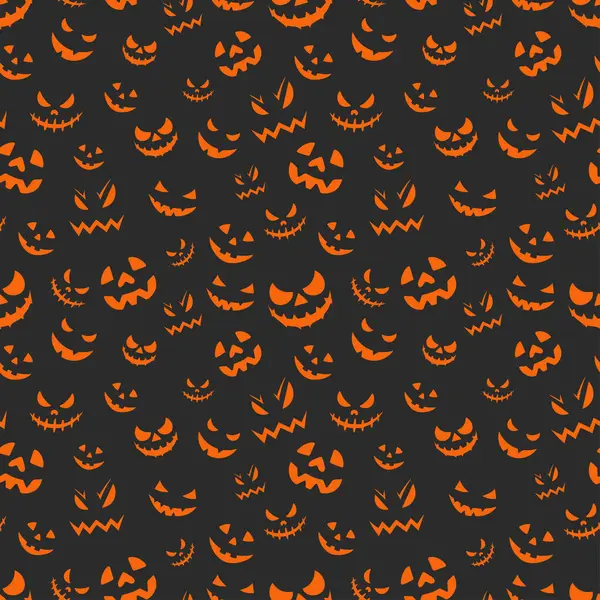 Feliz Halloween Sem Costura Fundo Padrão Com Diferentes Rostos Assustadores — Vetor de Stock