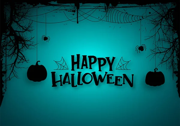 Glad Halloween Bakgrund Med Grunge Gräns Och Läskigt Dött Träd — Stock vektor
