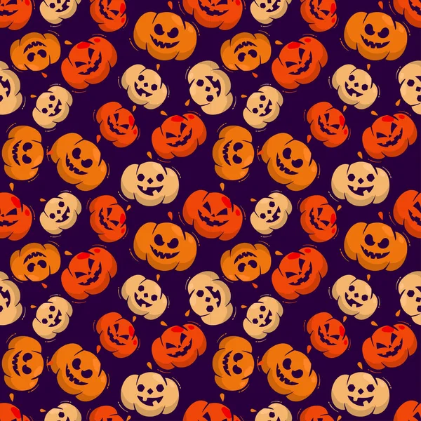 Modello Halloween Con Zucche Halloween Diversi Colori Sfondo Scuro — Vettoriale Stock